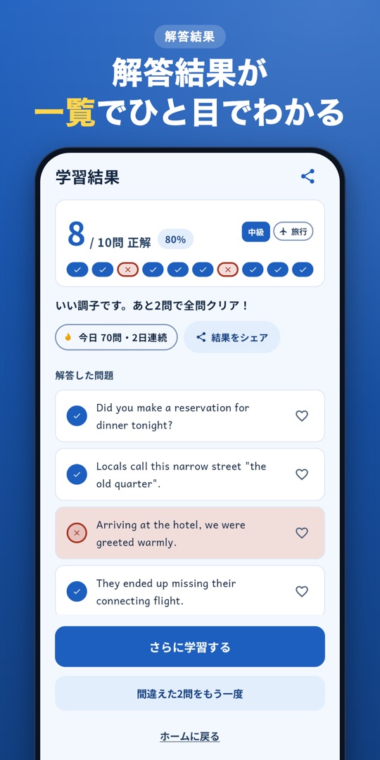 学習結果の画面